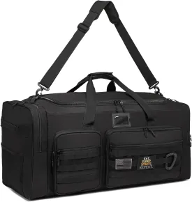 135L Large Military Tactical Duffle Bag, Travel Weekender Bag for Men Women, Sports Gym Bag with Insulated Pocket & Adjustable Strap, Black