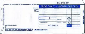 2-Part LONG (3 1/4" x 7 7/8") Sales Imprinter Slips (100 slips/pack) - Truncated