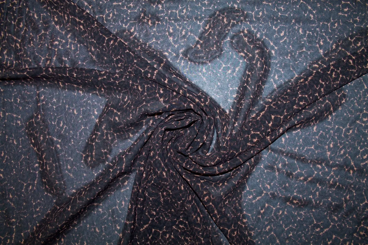 Animal-ish Print Rayon Georgette - Browns/Black