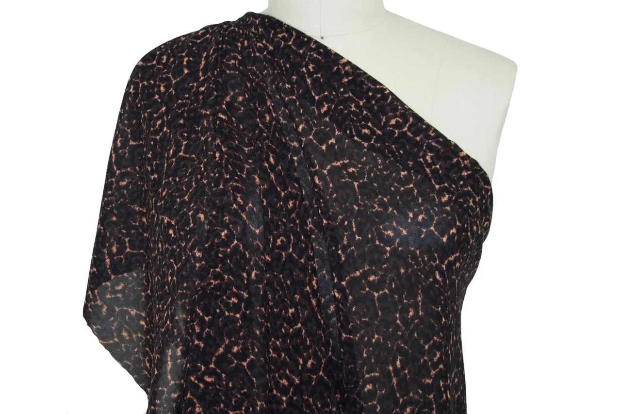 Animal-ish Print Rayon Georgette - Browns/Black