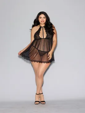 Babydoll & GString Queen Black Osq
