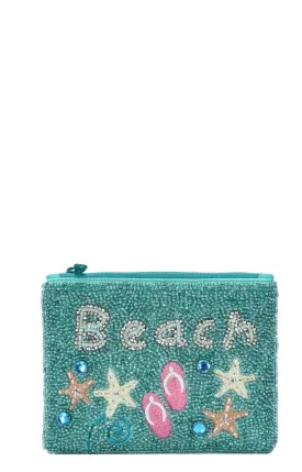 BGAIN323 Handbeaded Beach Print Coin Pouch