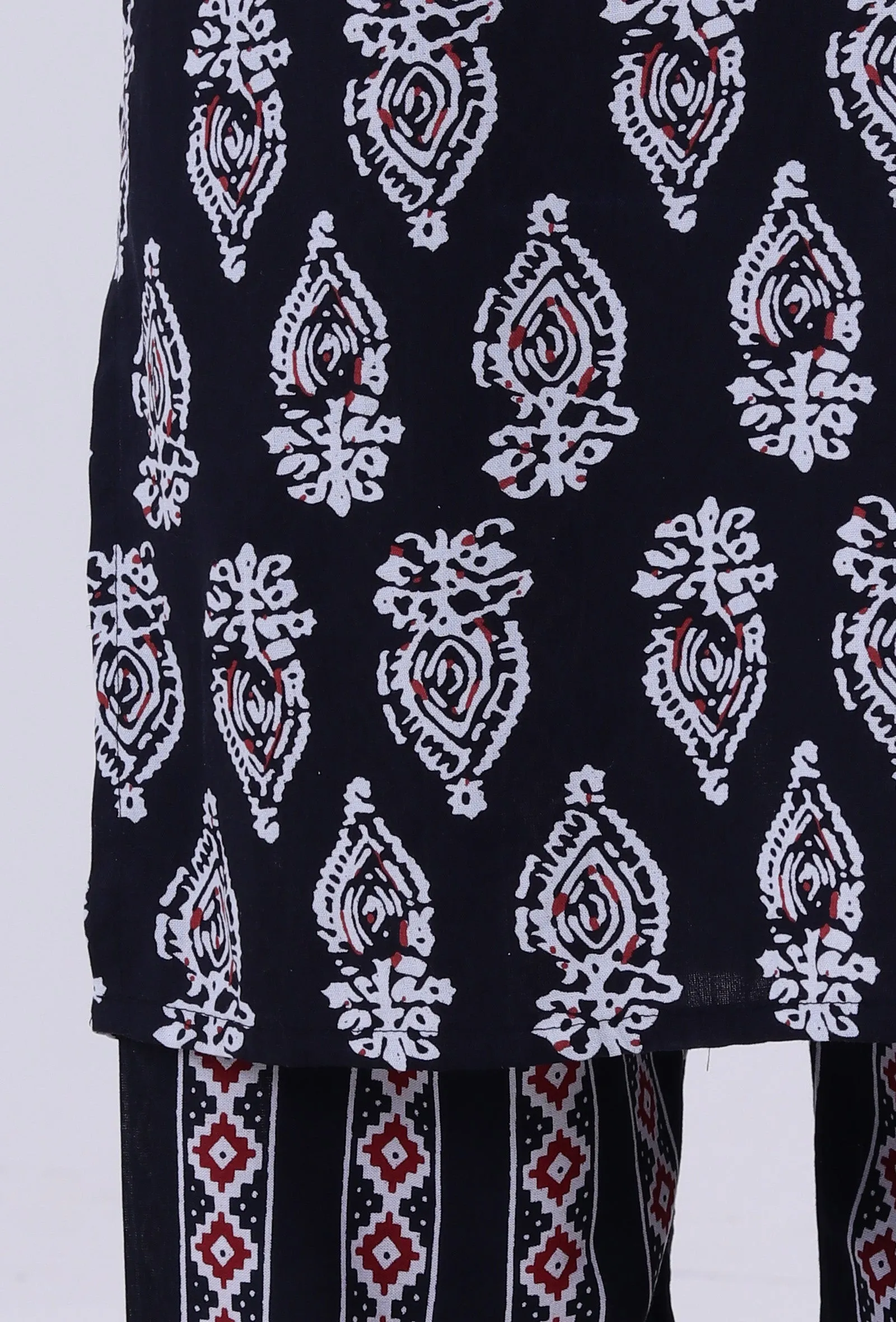 Black Cotton Rayon Kurta