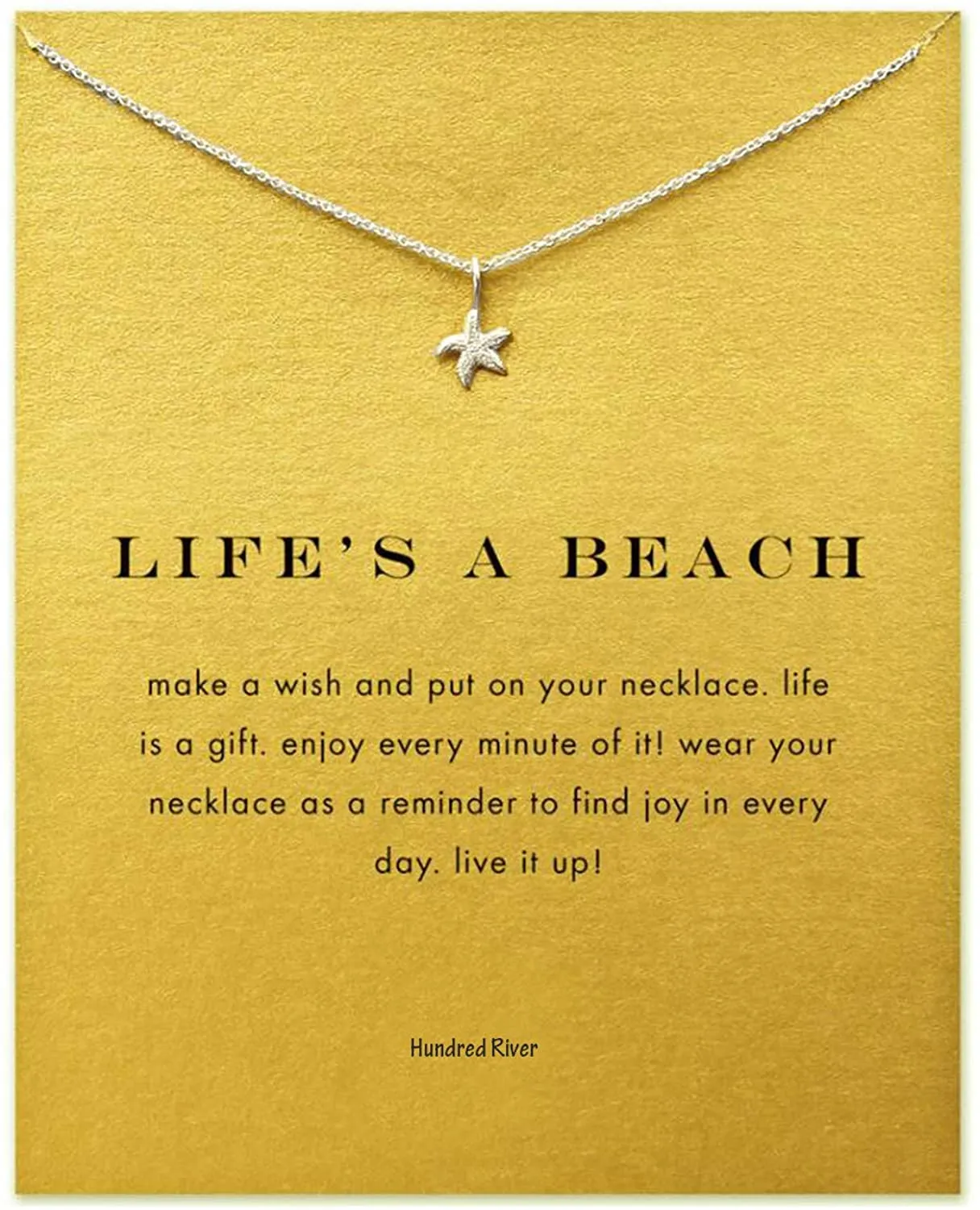 Charm Pendant with Wish Card - Life's a Beach Anchor - Gold