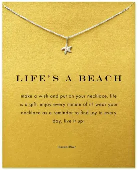 Charm Pendant with Wish Card - Life's a Beach Anchor - Gold