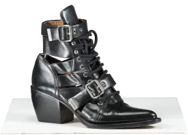 Chloé Black Rylee Cutout Leather Ankle Boots UK 6 EU 39 👠