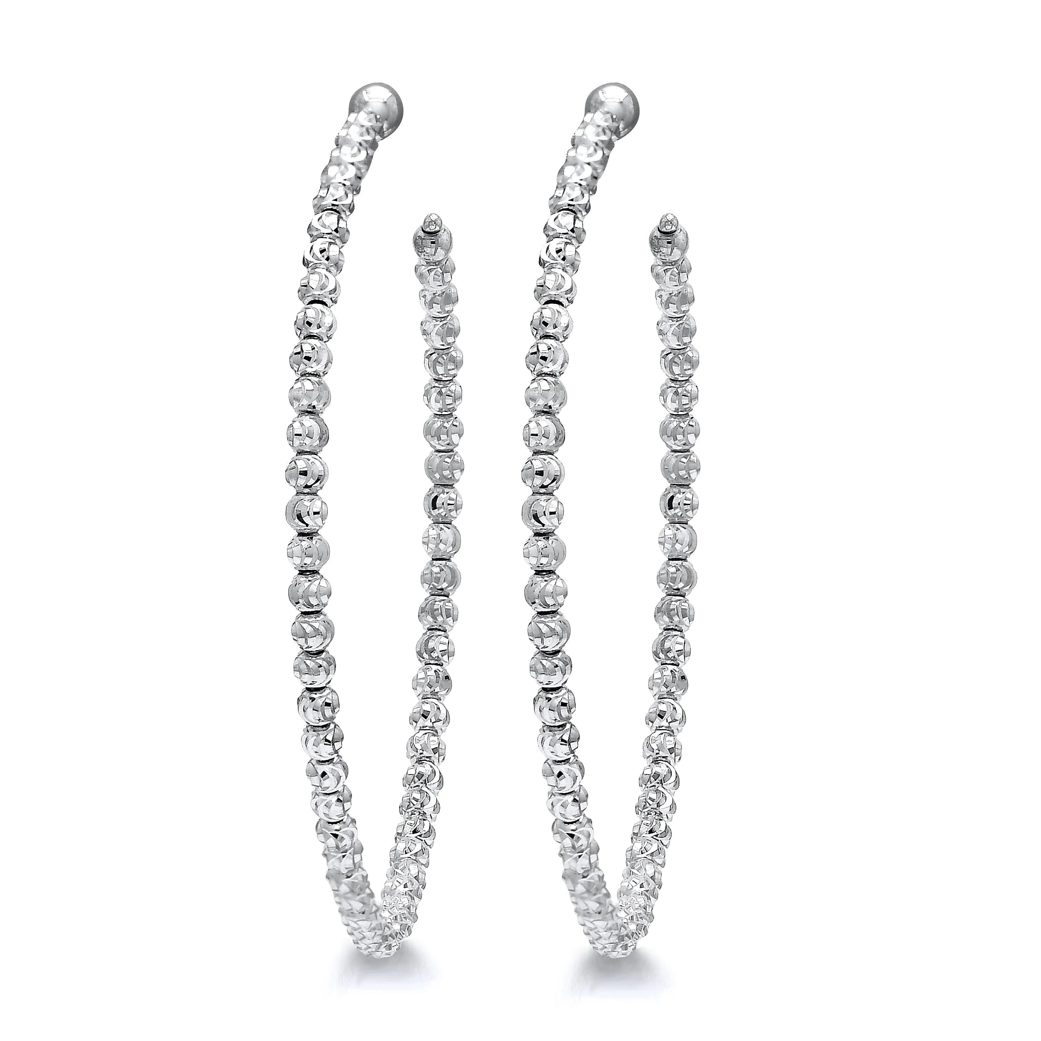 Fancy White Gold Hoop Earrings
