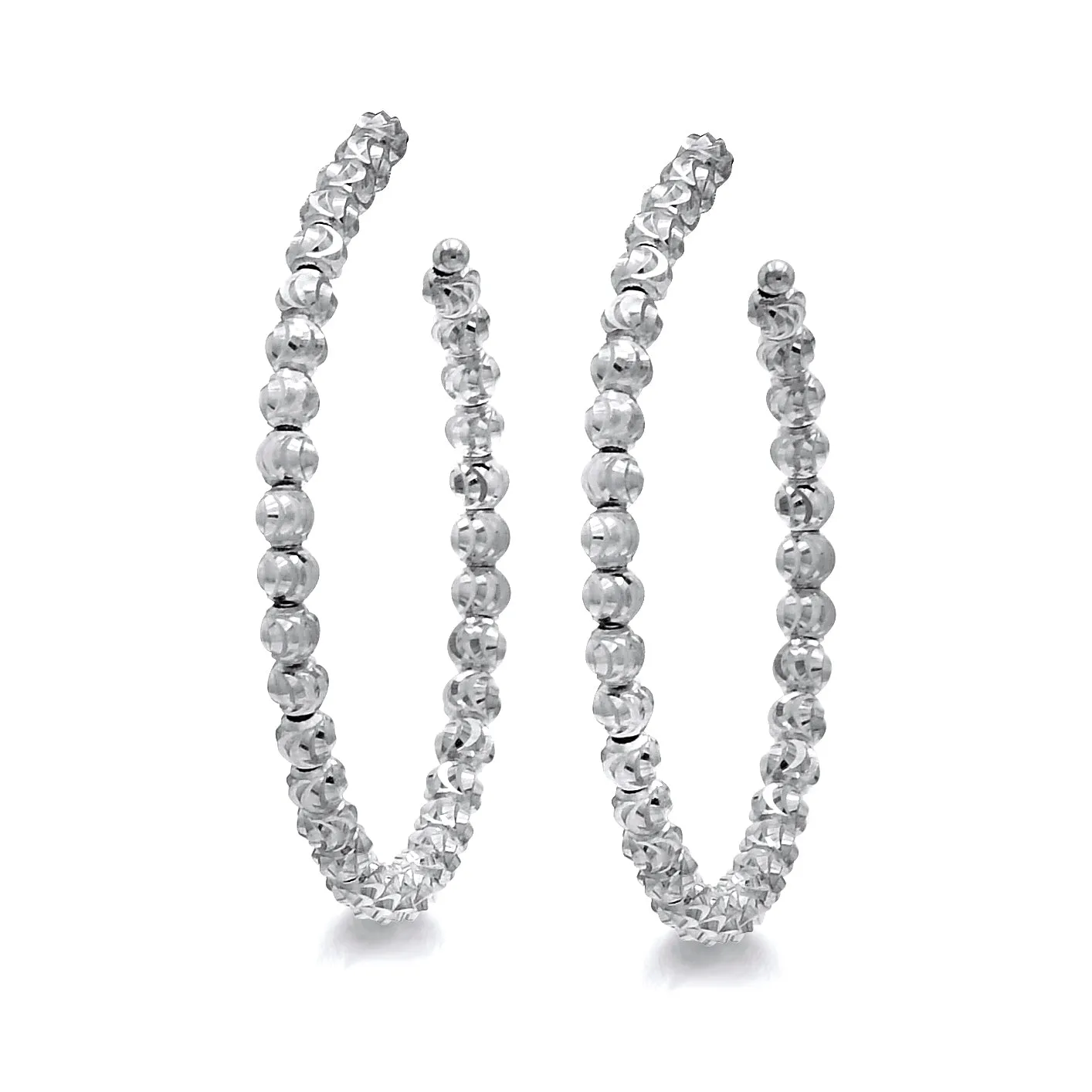 Fancy White Gold Hoop Earrings