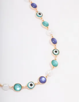 Gold Evil Eye Short Necklace
