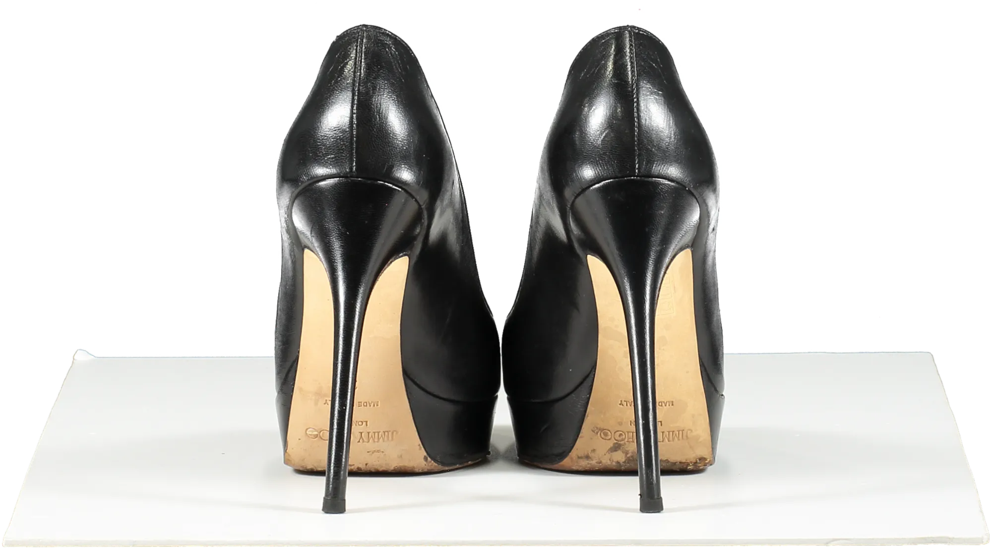 Jimmy Choo Dahlia Leather Peep-toe Pumps In Black UK 3 EU 36 👠