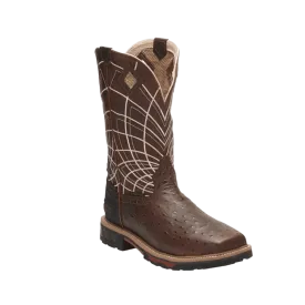 Justin Boots Men's  Work Derrickman Ostrich Print Composite Toe Boots