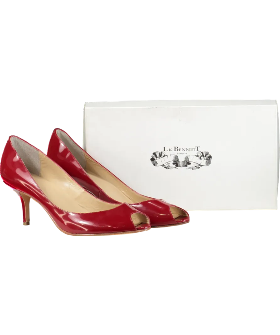 LK Bennett Red Patent Peep Toe Heeled Pumps UK 9 EU 42 👠