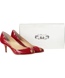 LK Bennett Red Patent Peep Toe Heeled Pumps UK 9 EU 42 👠