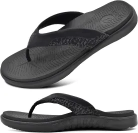 ONCAI Mens Flip Flop Open Toe Athletic Straps Orthotic Summer Plantar Fasciitis Sport Sandals with Soft Cushion Arch Support Size 7.5-15