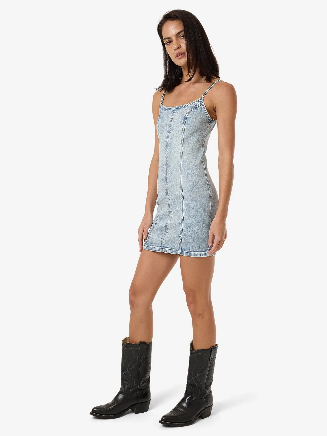 Rory Mini Denim Dress - Tainted Blue