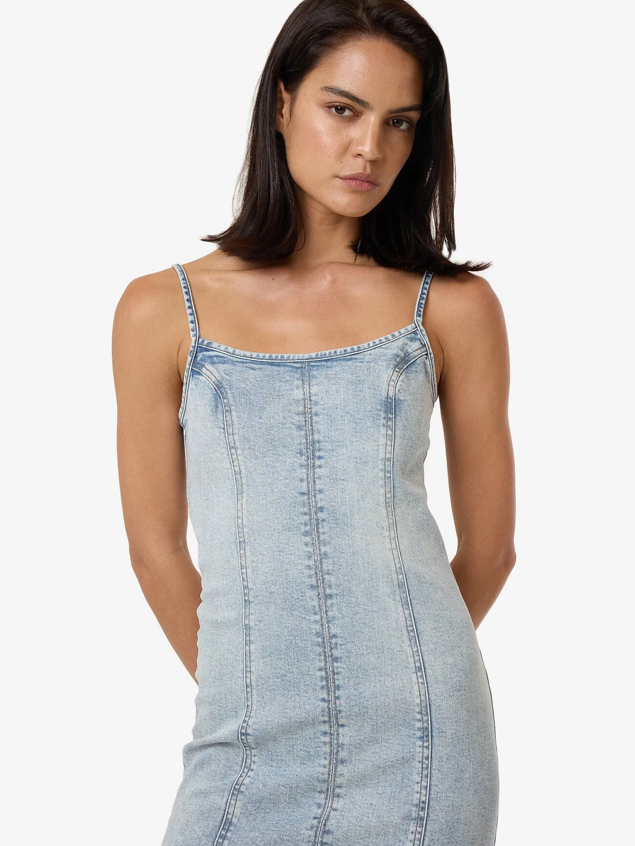Rory Mini Denim Dress - Tainted Blue