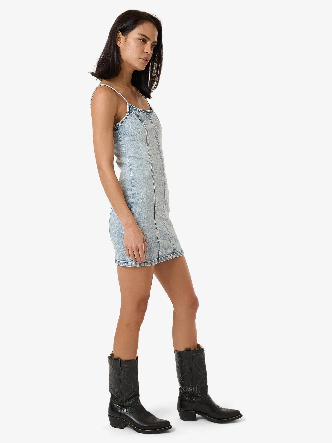 Rory Mini Denim Dress - Tainted Blue