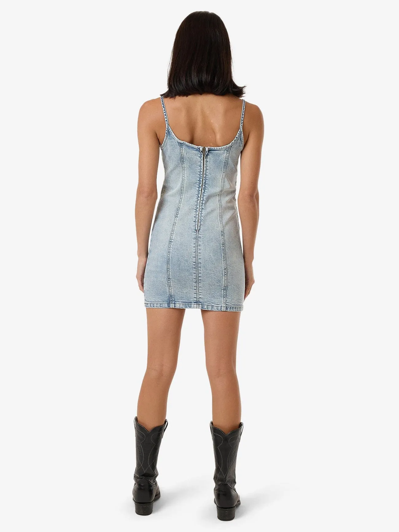 Rory Mini Denim Dress - Tainted Blue