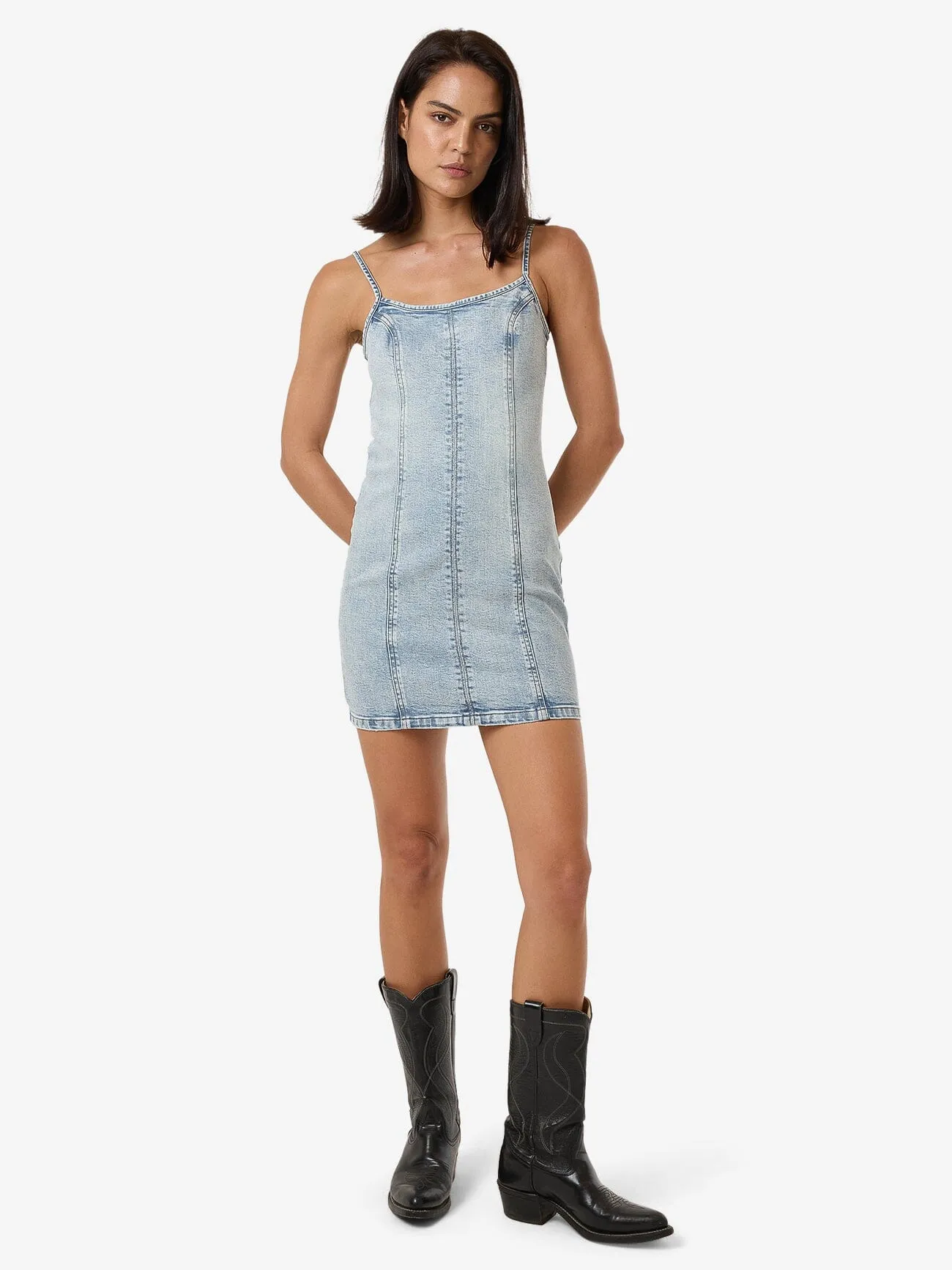 Rory Mini Denim Dress - Tainted Blue