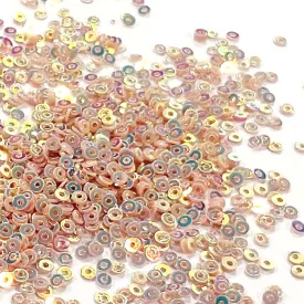 Sequins - Flat - Circle - 2mm - Pale Pink with Gold and Red Lights (S116)