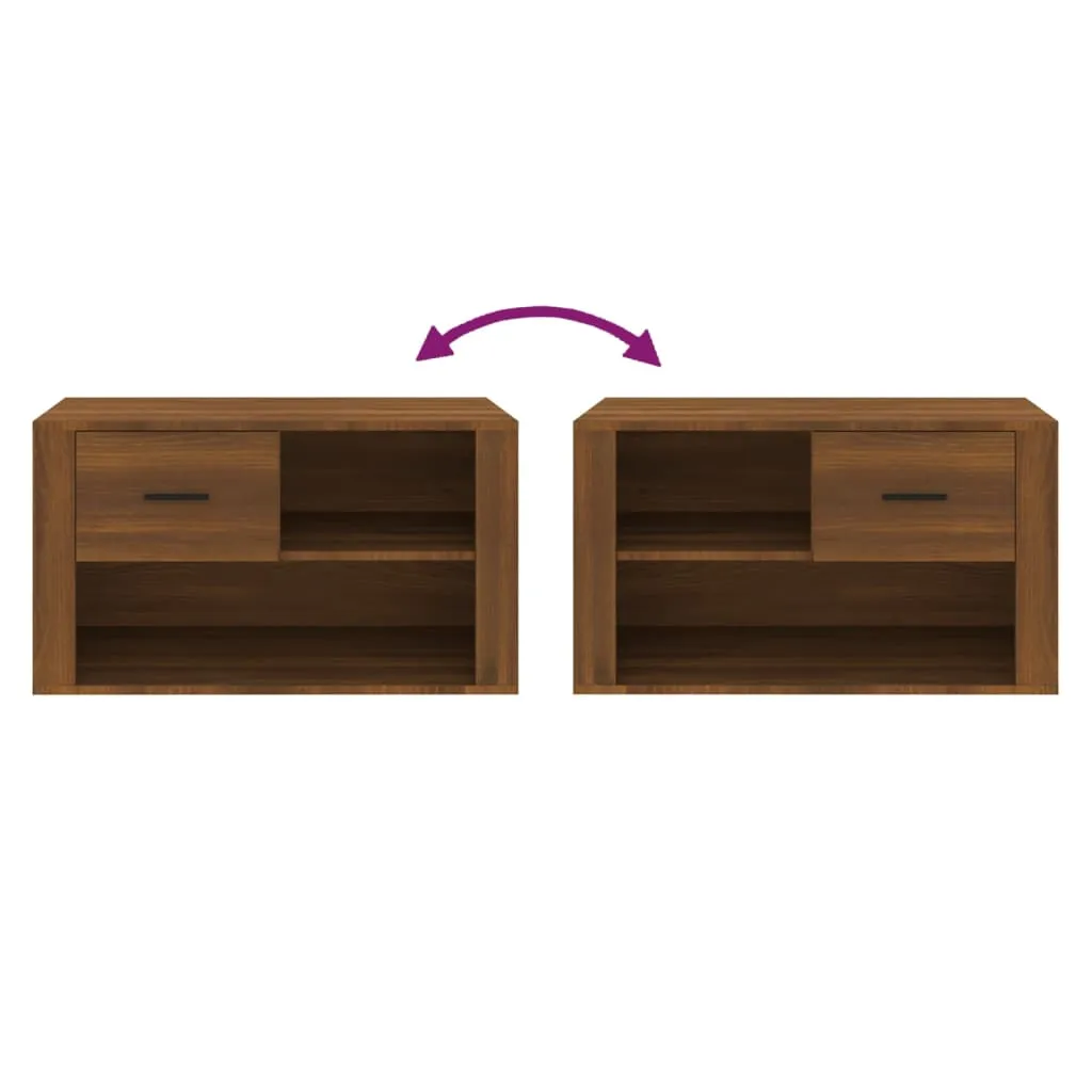 Shoe Cabinet Brown Oak 80x35x45 cm Engineered Wood