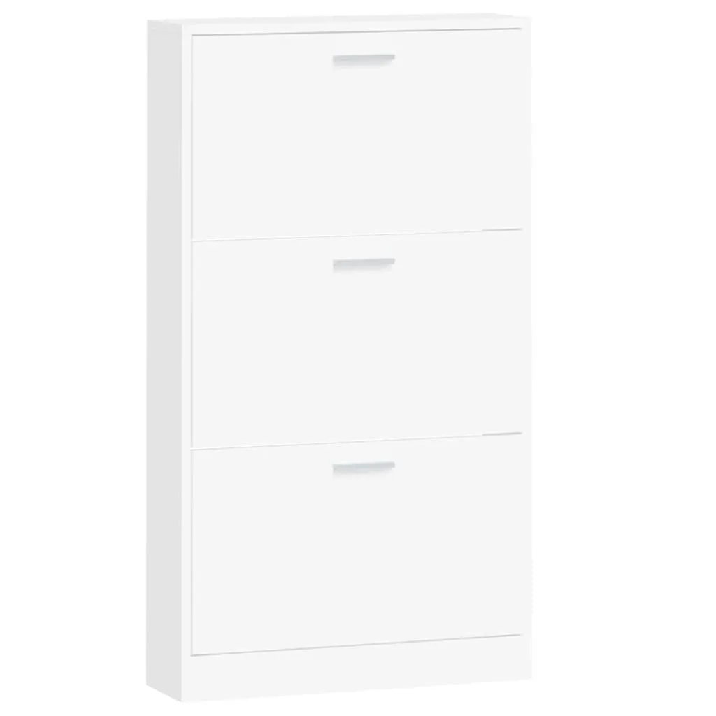 Shoe Cabinet White 59x17x108 cm Engineered Wood