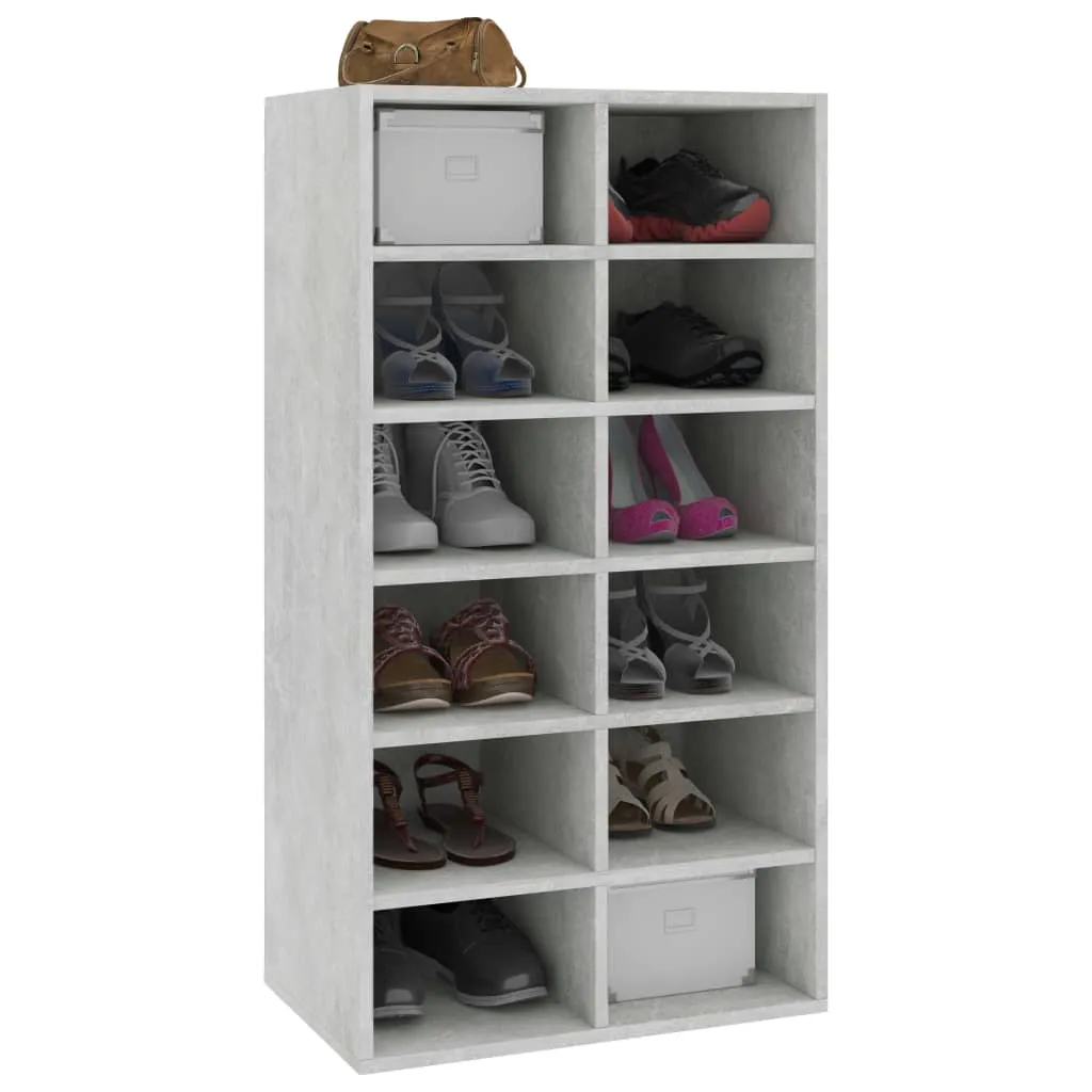 Shoe Rack Concrete Grey 54x34x100.5 cm Engineered Wood