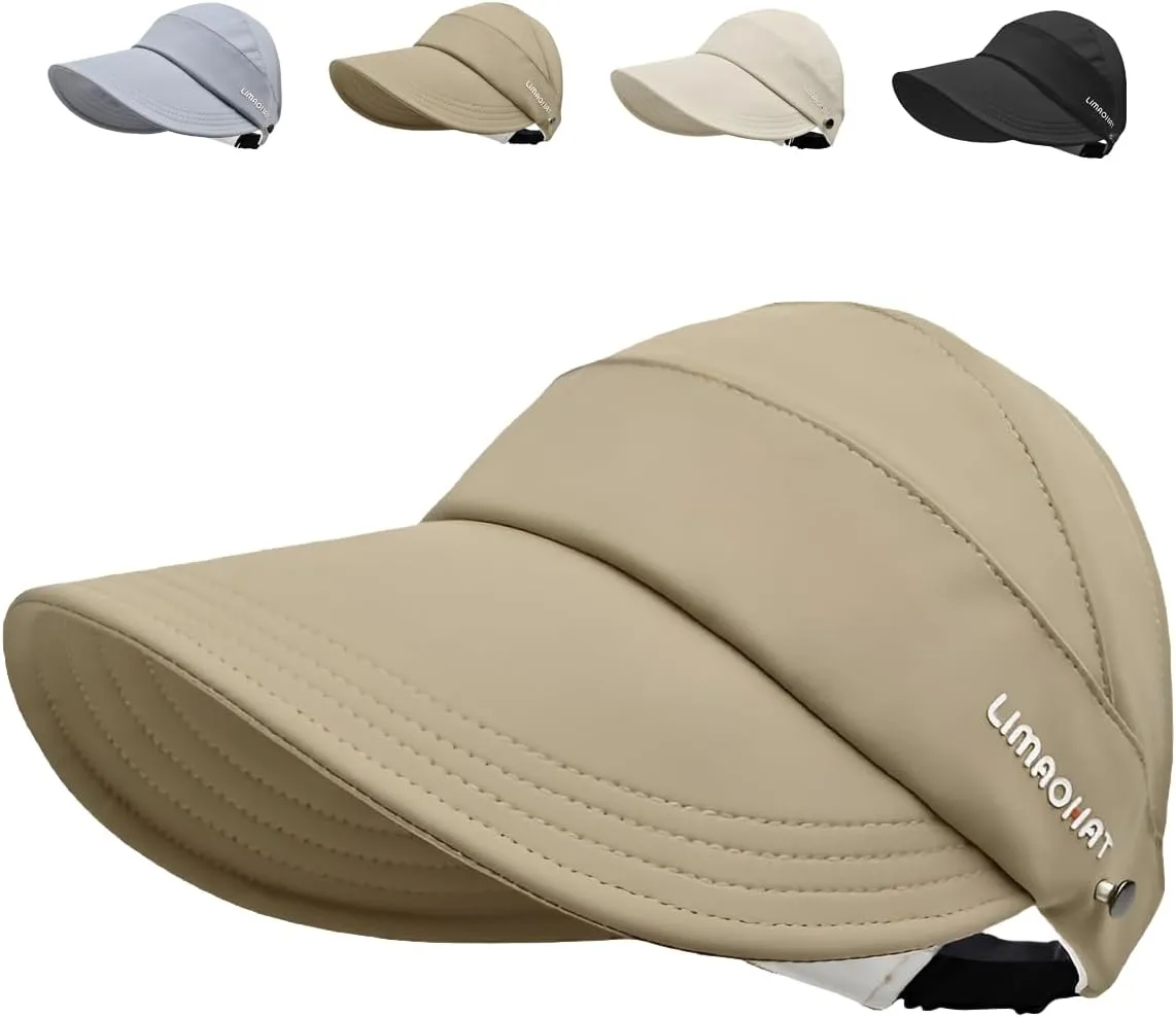 Sun Hats for Women Wide Brim UV Protection Hollow Top Sun Hat Summer Beach Packable Visor