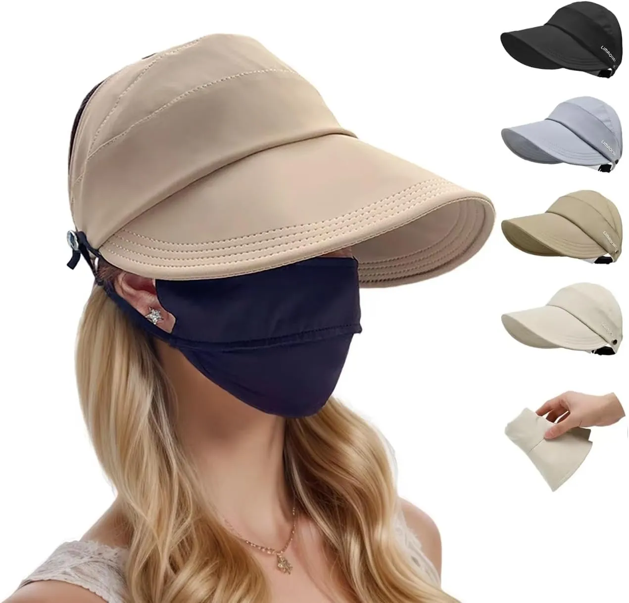 Sun Hats for Women Wide Brim UV Protection Hollow Top Sun Hat Summer Beach Packable Visor