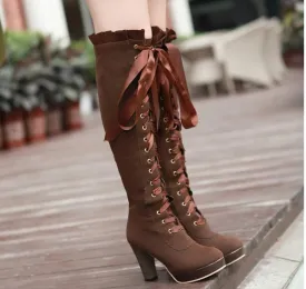 Trendy Lace High Heel Boots