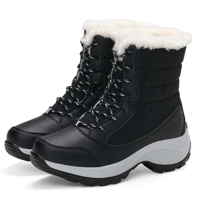Trendy Waterproof Snow Boots With Thick Fur