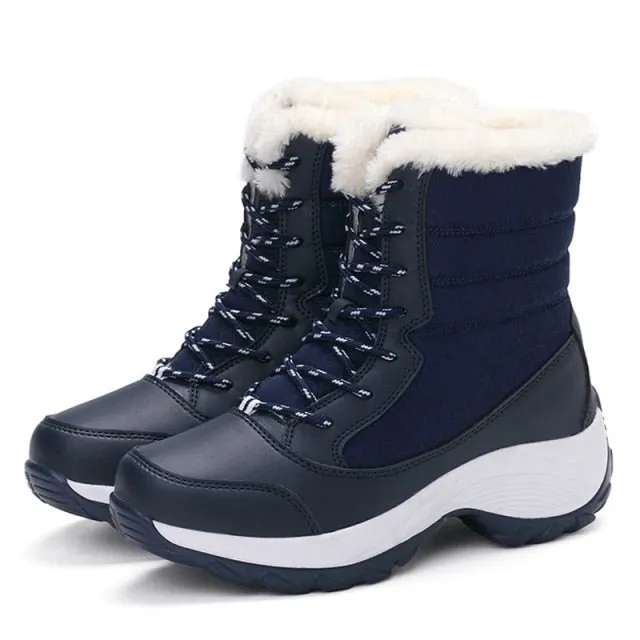 Trendy Waterproof Snow Boots With Thick Fur