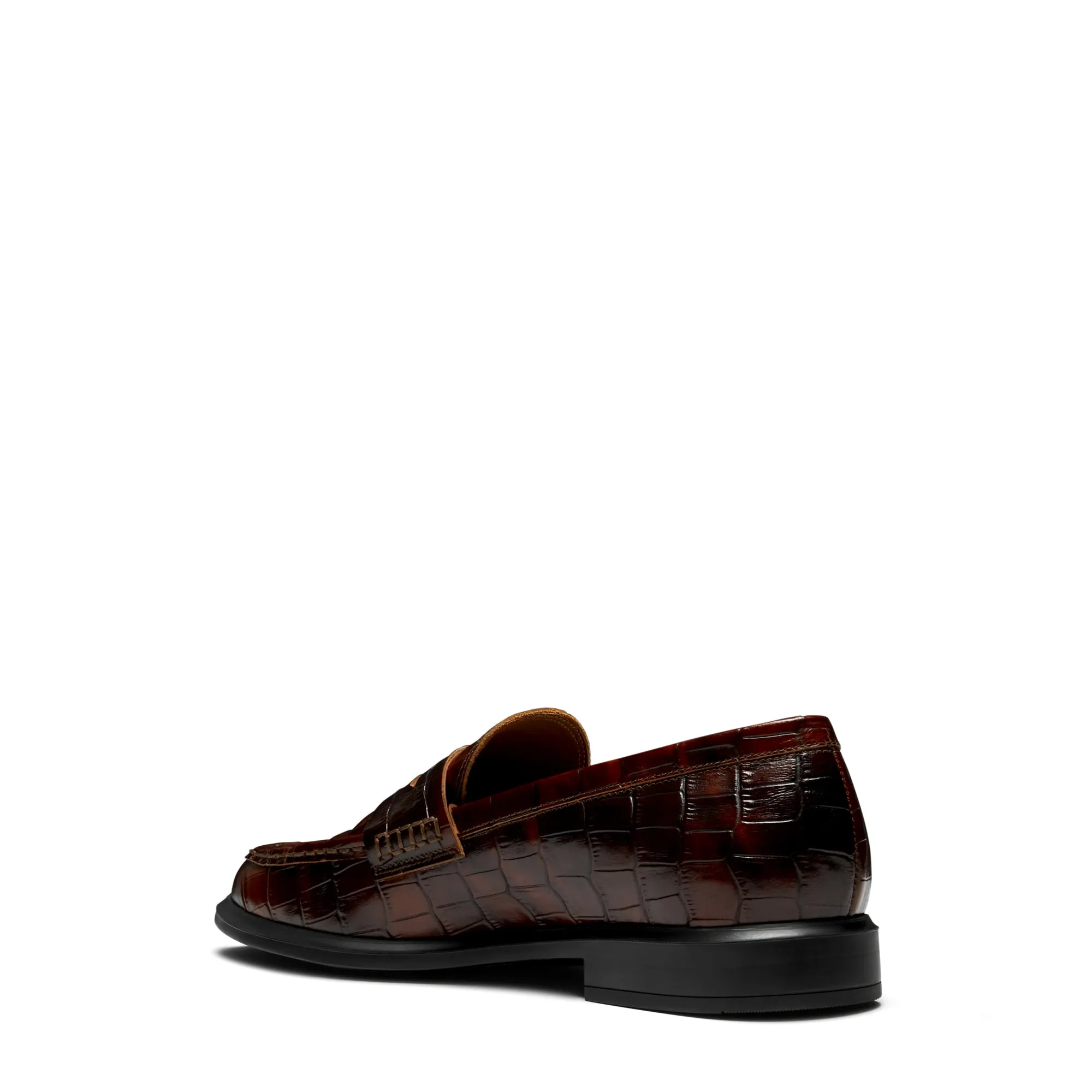 Vendôme Blandine croco brown calfskin leather loafers