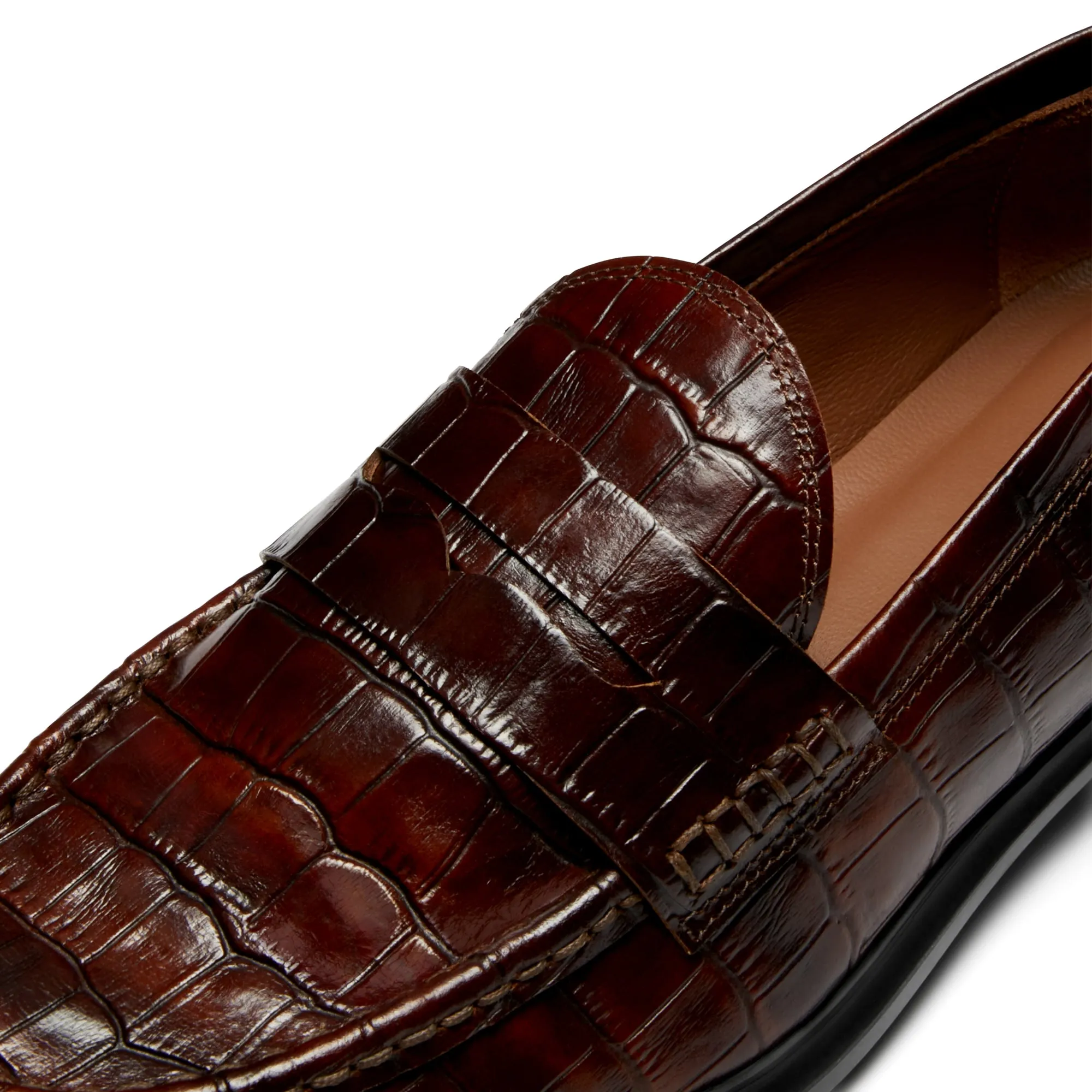 Vendôme Blandine croco brown calfskin leather loafers