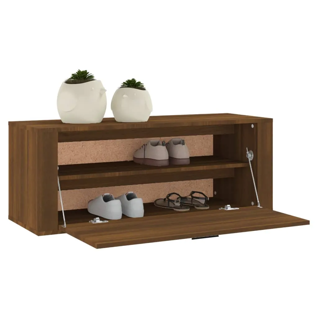 Wall Shoe Cabinet Brown Oak 100x35x38 cm Engineered Wood