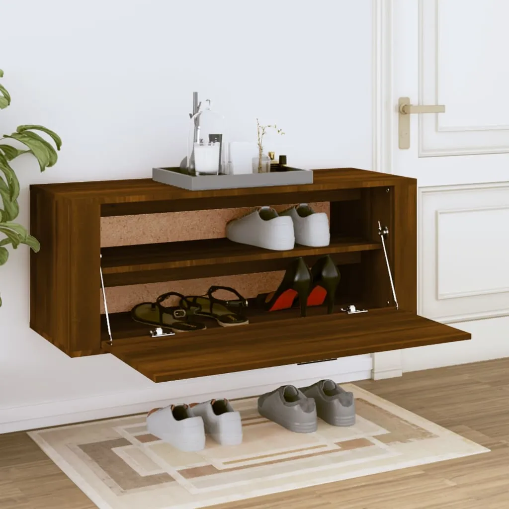 Wall Shoe Cabinet Brown Oak 100x35x38 cm Engineered Wood