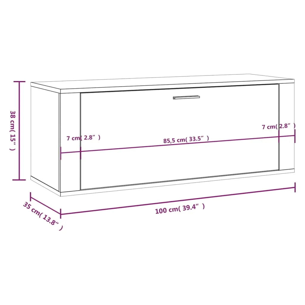 Wall Shoe Cabinet Brown Oak 100x35x38 cm Engineered Wood