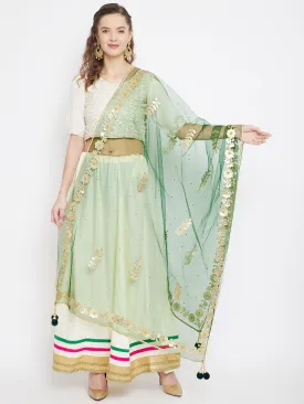 Women'S Green Gotta Patti Net Dupatta